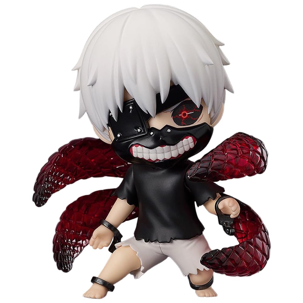 Jiumaocleu Kaneki Ken Action Figure 10CM Anime Kaneki Ken Statue Movable and Exchangeable Head with Replacement Accessories Collectible Desktop Decoration Model