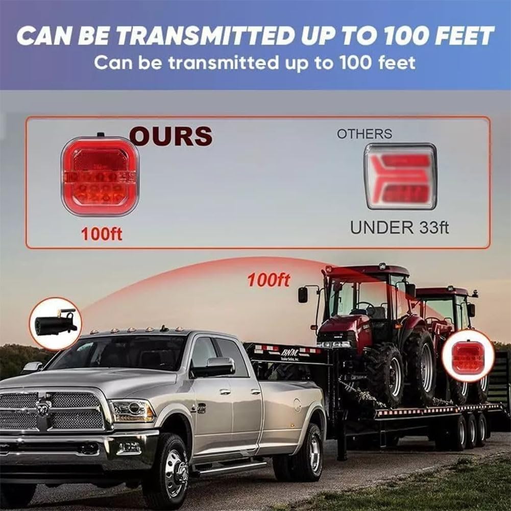 Wireless Magnetic Trailer Lights 2025 Upgrade LED Tow Light Kit Rechargeable & Portable for Trucks, RVs, Campers, Boats, Caravans, Wreckers