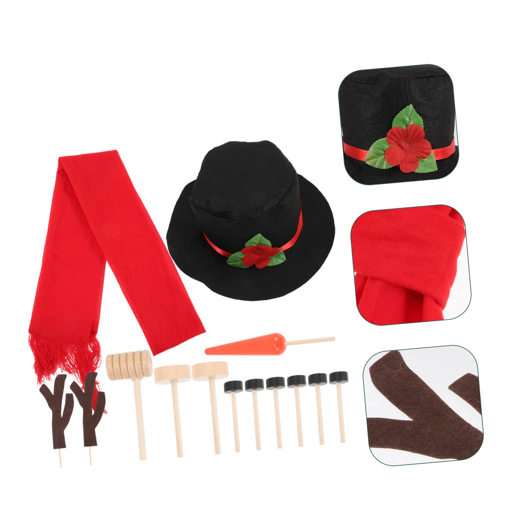 TOPBATHY 4 Sätze Schneemann Verkleiden Sich Schneemann Bausatz Für Weihnachten Schneemann-Kleidungsset Zubehörsets Für Schneemänner DIY Schneemann-anziehset Schneemann DIY Polyester