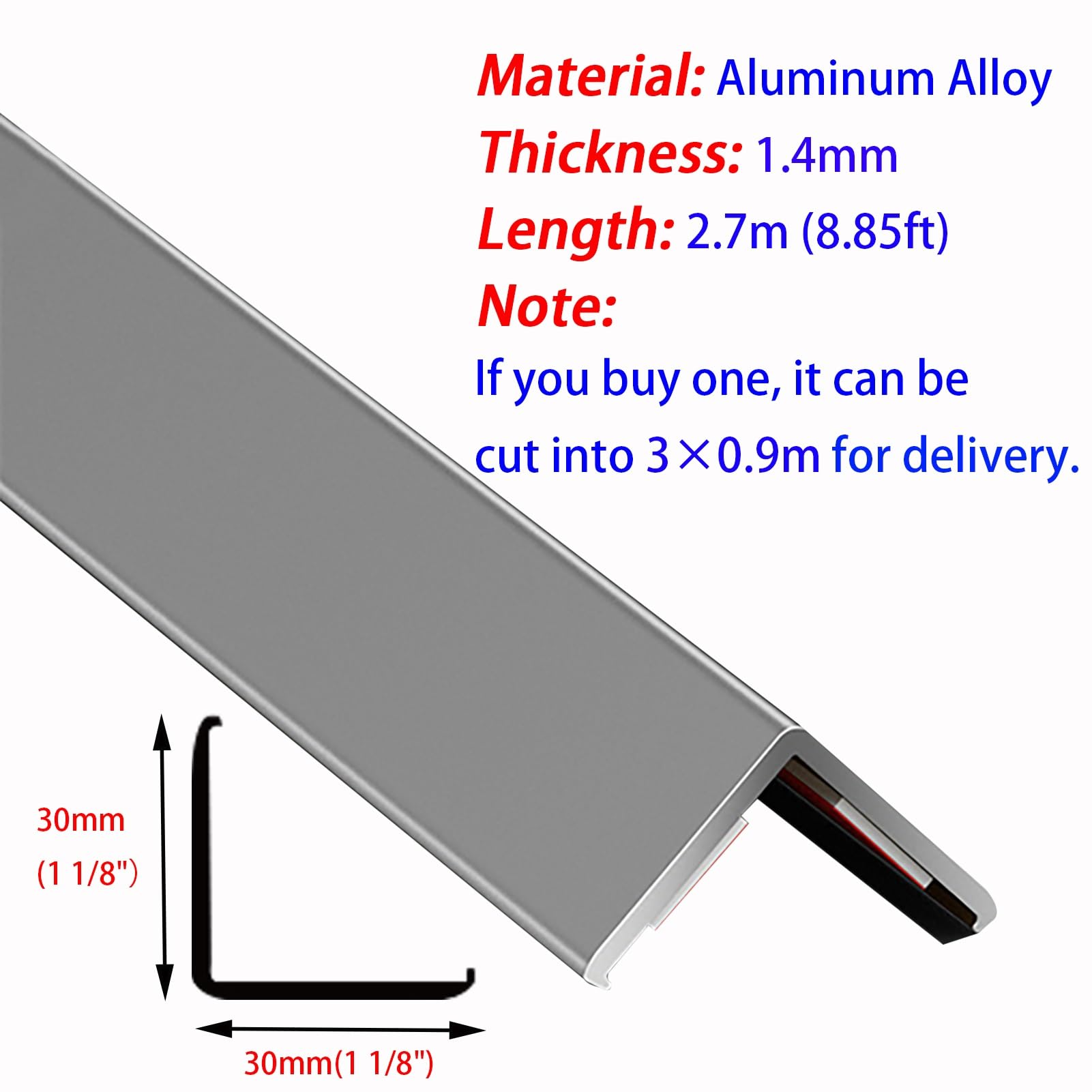 übergangsprofil Treppenkantenprofil aus Aluminium für Schlafzimmertreppen, Selbstklebender Kantenschutz für Wandecken, L-förmiger Türkantenschutz(Gray)