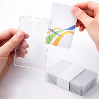 20-Pack Waterproof PVC Card Holder Sleeve for ID, Credit, Insurance, Social Security & Travel Protection - Flexible Transparent Design, Moisture & Dust Guard