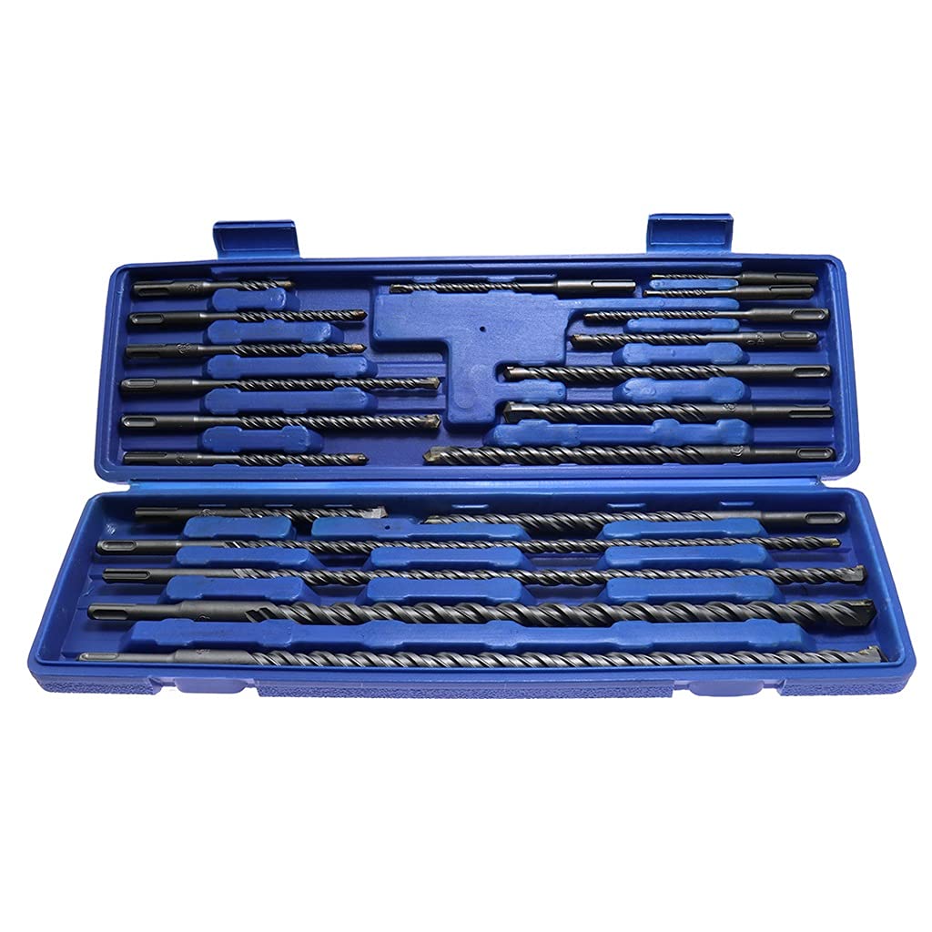 20pcs Electric Hammer Drill Bit Set SDS Chisel Plastic Box Shank Impact Rotary Concrete Masonry Drilling Grooving New
