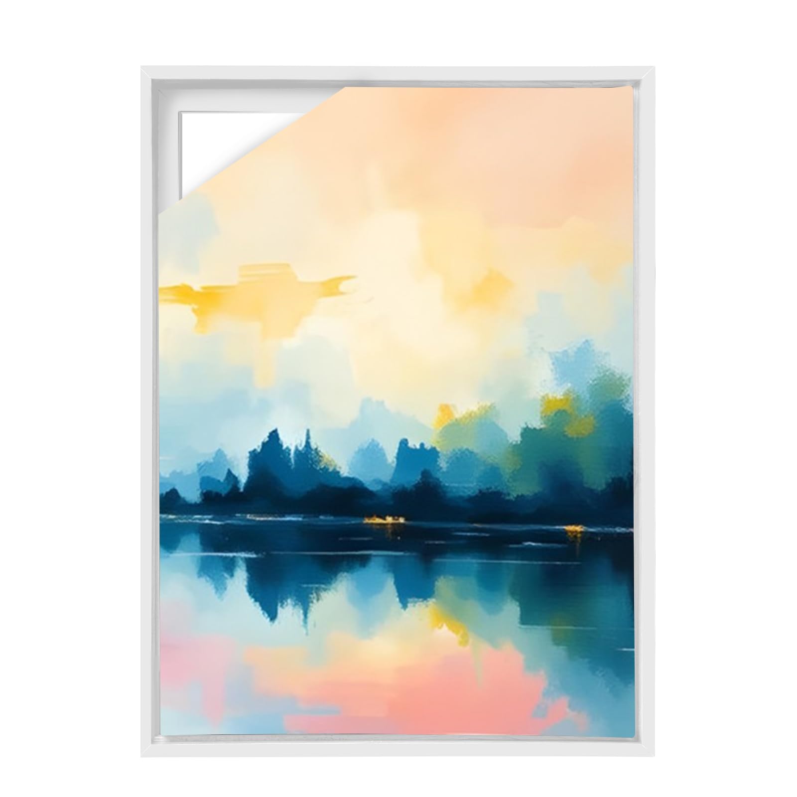 Floater Frame 50x70cm, Depth Effect MDF Picture Frame for Paints, Photo, Pre-drilled Holes DIY Canvas Frames Set for Gallery, Bedroom (White, 50x70cm) — image 1