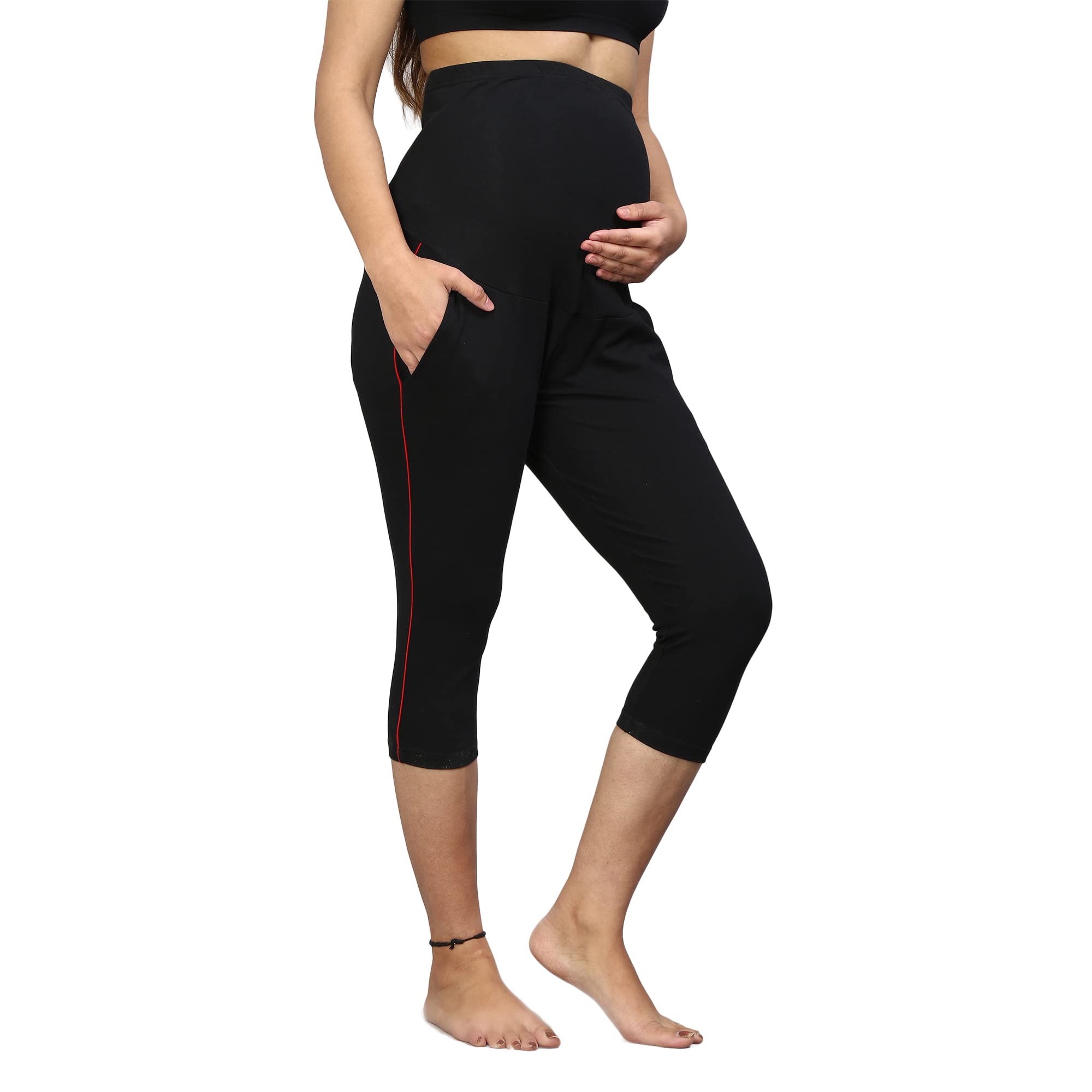 Sillyboom Women's Comfort Fit Maternity Yoga Pants Capris for Women Pregnancy Pants Over-Belly Design and Elastic Waistband for All Moms to Be (Black, XL) - Image 6 thumbnail
