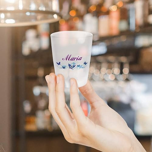 Miniatura 3 de Taza de cristal de cerámica azul de mariposa femenina con texto personalizado