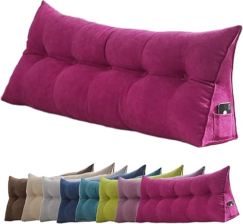 HOFFTI CojĂn de respaldo triangular para cabecero, almohada de lectura doble grande para sofá cama, cojĂn lumbar de cuña con funda extraĂble (color HOFFTI CojĂn de respaldo triangular para cabecero, almohada de lectura doble grande para sofá cama, cojĂn lumbar de cuña con funda extraĂble (color