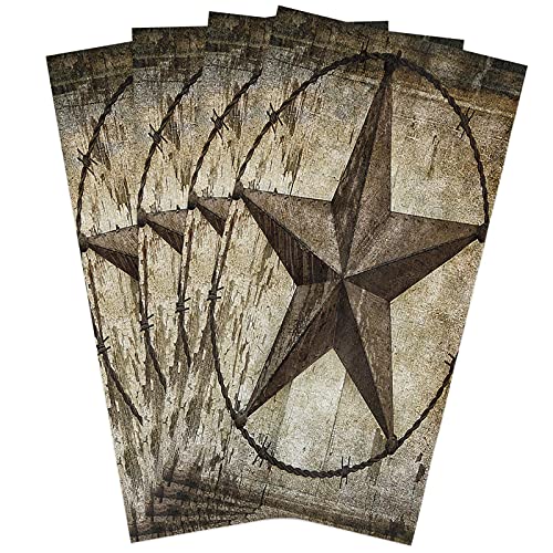 Dish Towels For Kitchen, Hand Towel Cleaning Cloths Country Star On Shabby Wood Grain Absorbent Fast Drying Dish Rags, Texas Iron Circle Bathroom Cloth Set Of 4 With Hanging Loop #TOP7