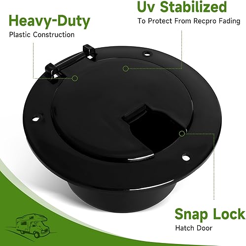 Miniatura 5 de Escotilla de cable eléctrico redonda de 5 pulgadas para cables de 30 y 50 amperios, cubierta de escotilla de cable de alimentación de RV compatible