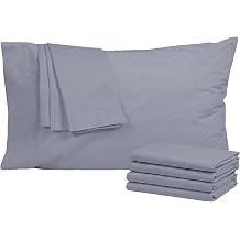 Pillow Cases 100% Cotton Percale Standard Queen Set of 4, Dark Gray
