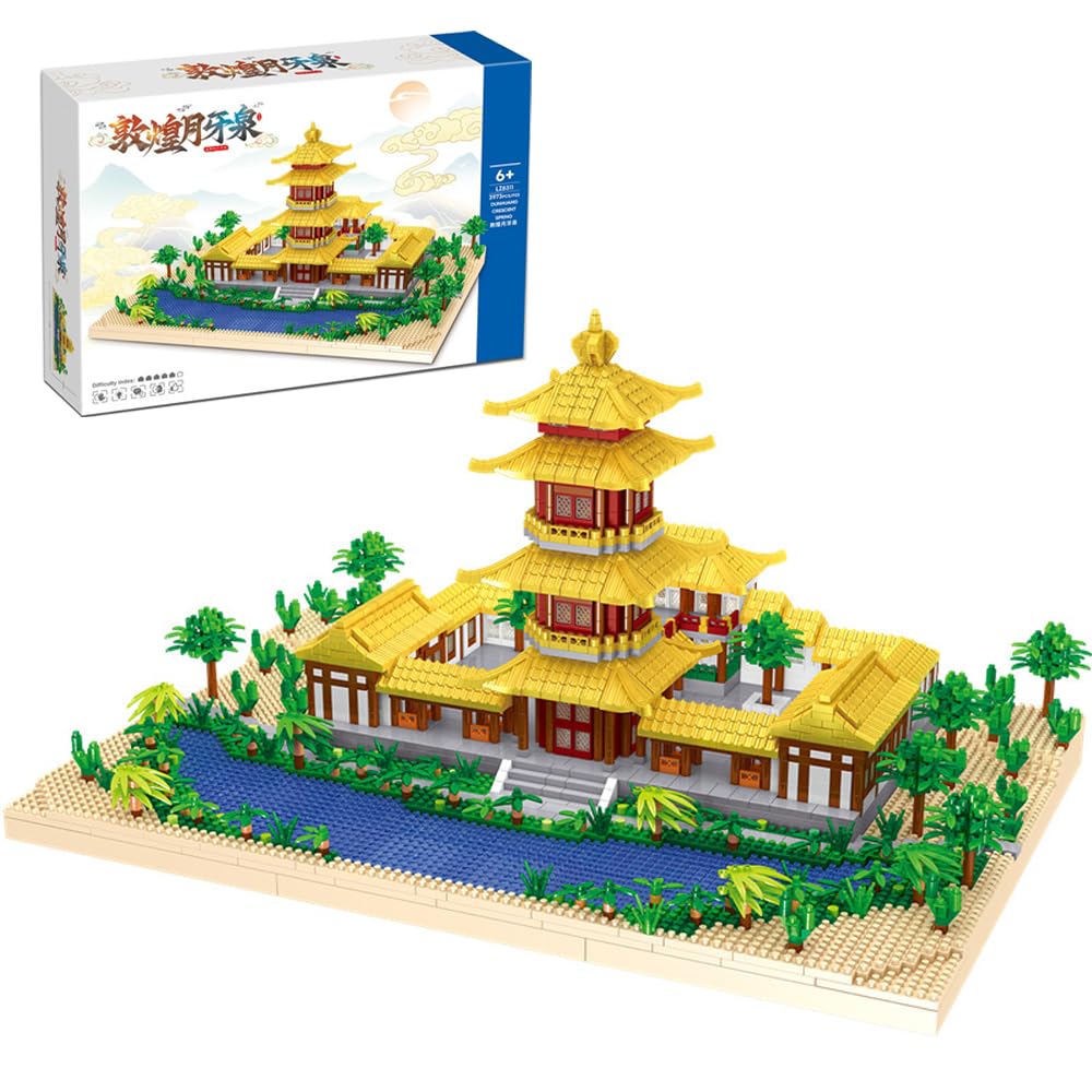 Modular Haus Bausteine Bausatz, 3973 Klemmbausteine Chinesische Architecture Halbmond-Frühling Modellbausatz, MOC Konstruktionsspielzeug Geschenk für Erwachsene Jungen Mädchen