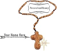 Vista 2 de Rosario personalizado de madera de olivo de Belén, nombre propio, regalos para niños, confirmación, primera comunión, bautismo para niños y niñas.