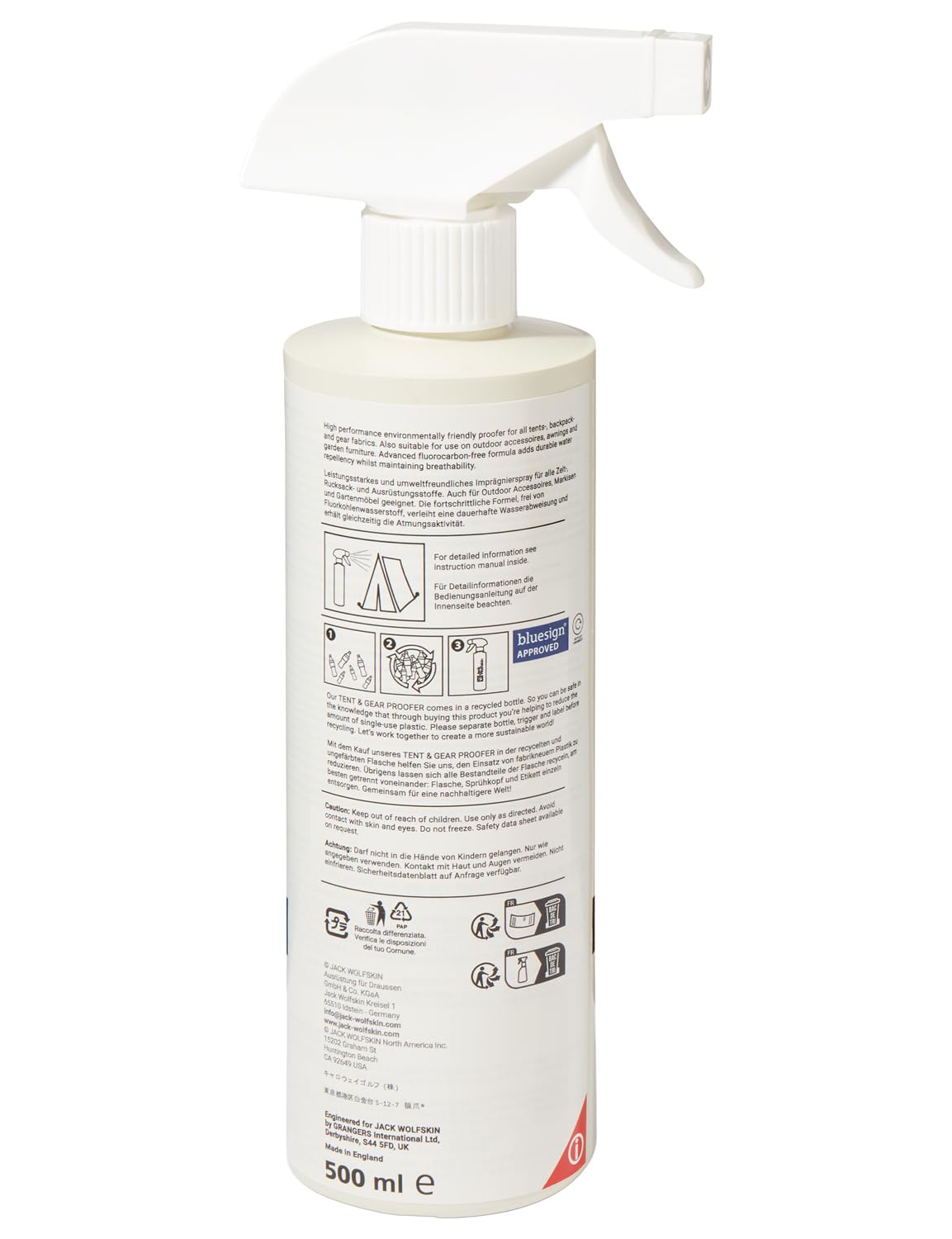 Jack Wolfskin Unisex – Spray Impregnujący Dla Dorosłych Tent & Gear Proof Imprägnierspray, Biały, Rozmiar Uniwersalny