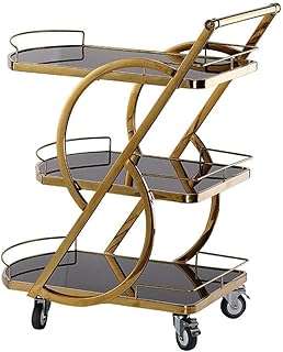 FYHH-JZHY Beauty Trolley Bar Carrello Bevande Carrelli Portavivande Portabottiglie Portabottiglie Hostess Outdoor Carrello Bevande Piano Tavolo in Vetro Temperato Facile da Pulire