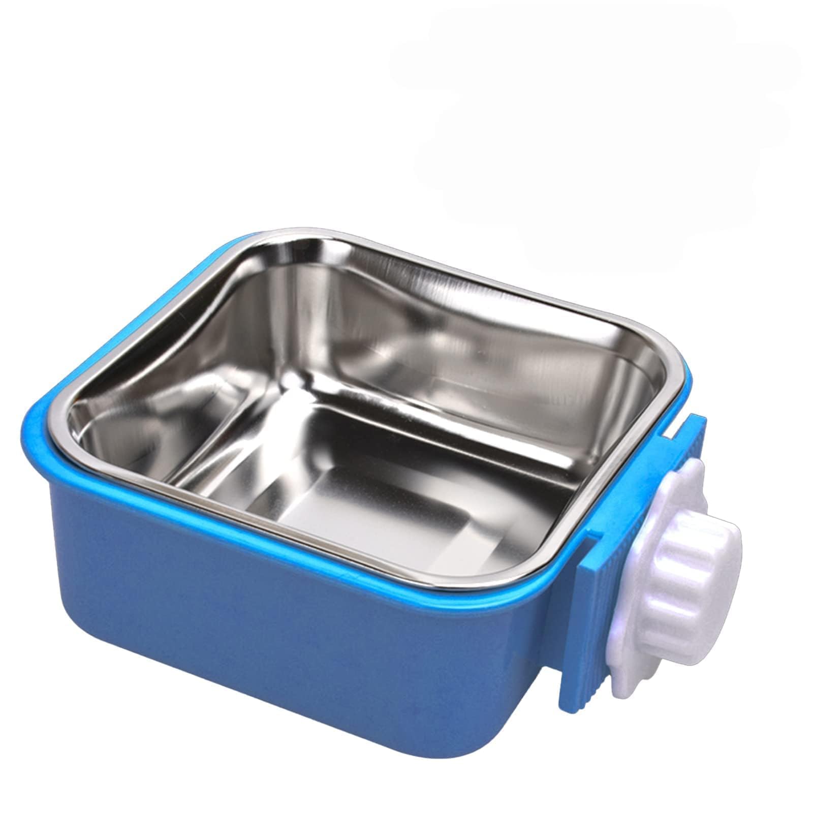 Cuenco Colgante para Jaula, 2 en 1 Extraíble Inoxidable Comedero, Platos Bebedero Alimentación, Cuencos Agua para Perrito, Gato, Conejo, Hurones, Pájaros, Hamster (Azul)