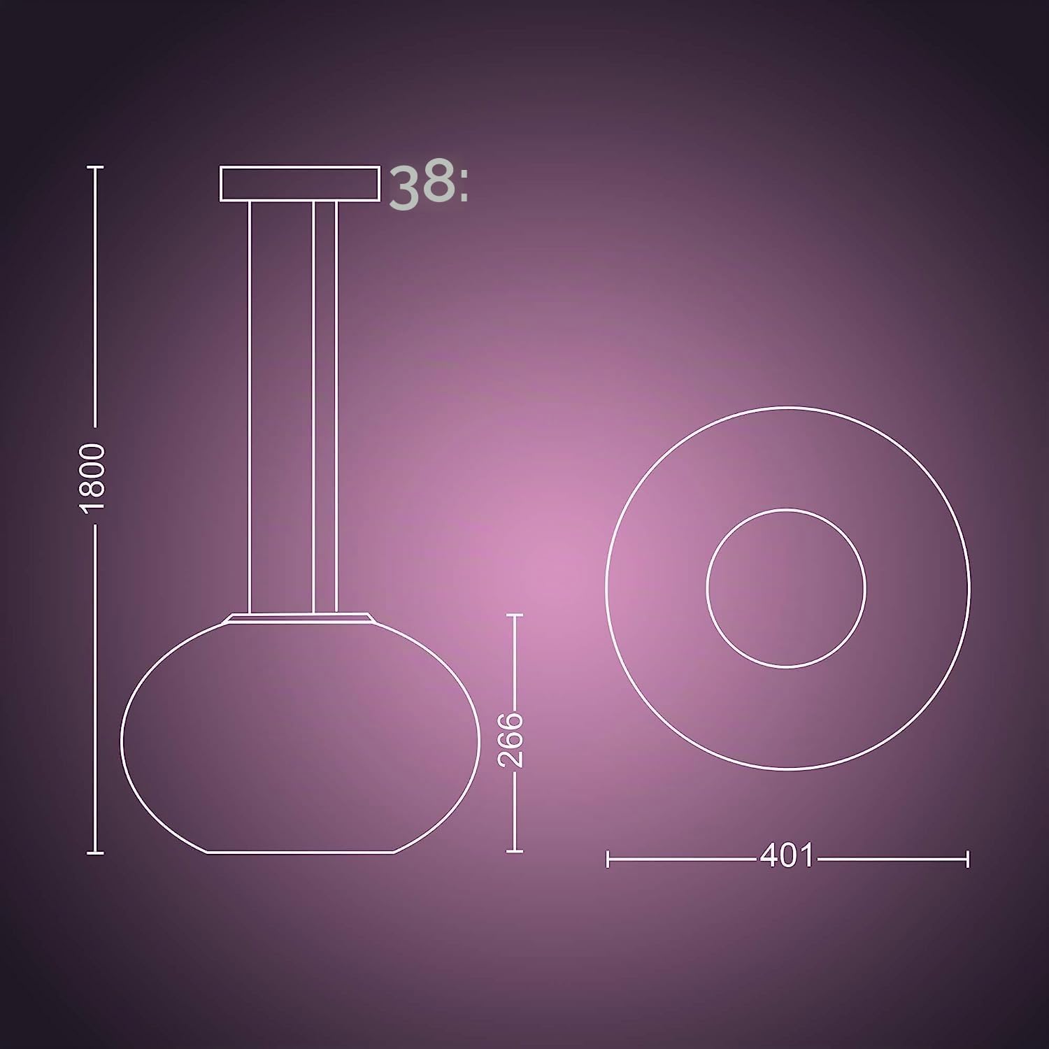 Philips Hue – Lámpara inteligente, Hue Flourish, Lámpara Colgante LED Inteligente, Luz Blanca y de Colores, Compatible con Alexa y Google Home, Color Blanco