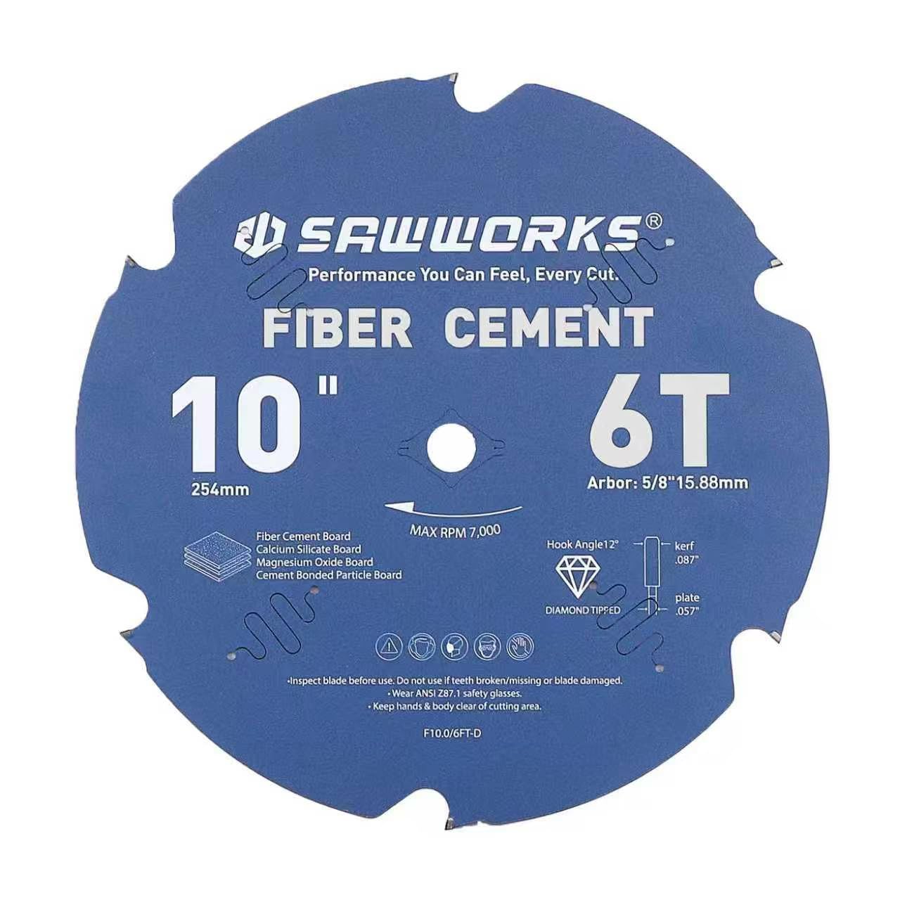 SawWorks 7-1/4" 4-Tooth PCD Circular Saw Blade for Fiber Cement Board
