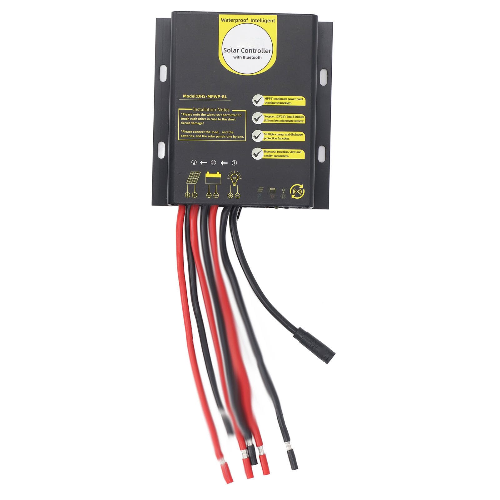 Controlador de Carga Solar MPPT, Regulador de Panel Solar Bluetooth de 12 V 24 V 20 A con Monitoreo en Tiempo Real de Aplicación, para Universal de Batería de Litio, Ideal para Energía