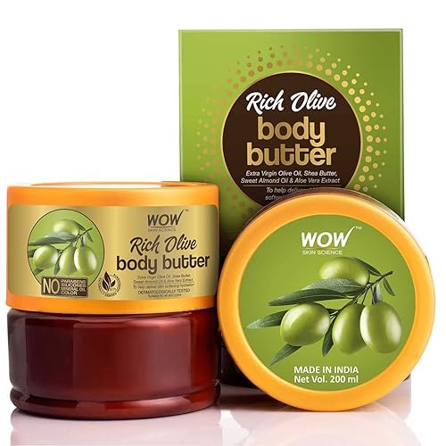 WOW Skin Science - Mantequilla de karité corporal rica en oliva manteca de karité pura para piel loción de piel seca crema de estrías loción de