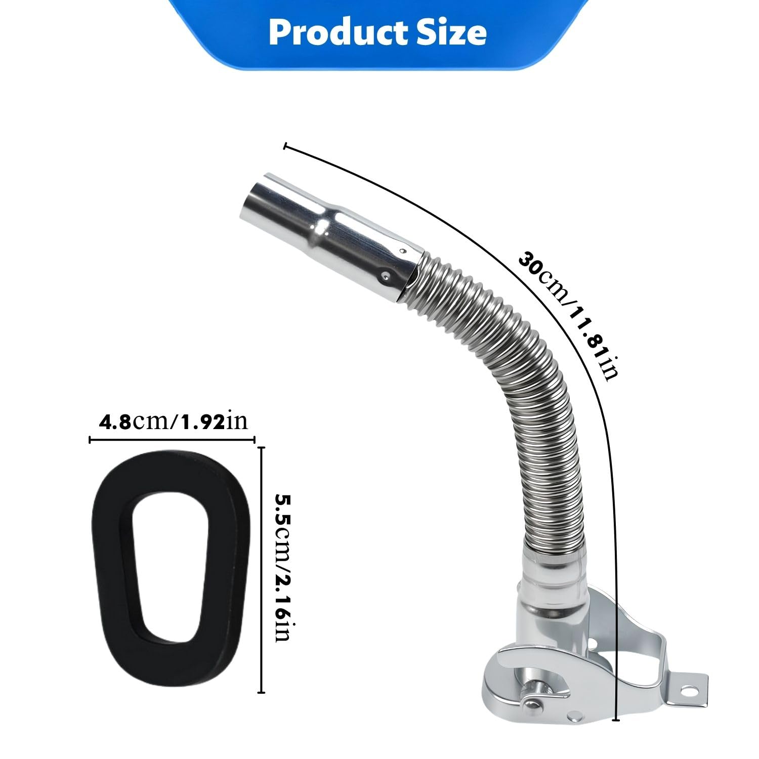 Edelstahl Einfüllstutzen Kanister Ausgießer, flexibler Benzinkanister Ausgießer für 5/10/20l Kanister, 30 cm Kaniste Auslauf für Auto, Motorrad, Schiff, Lastwagen