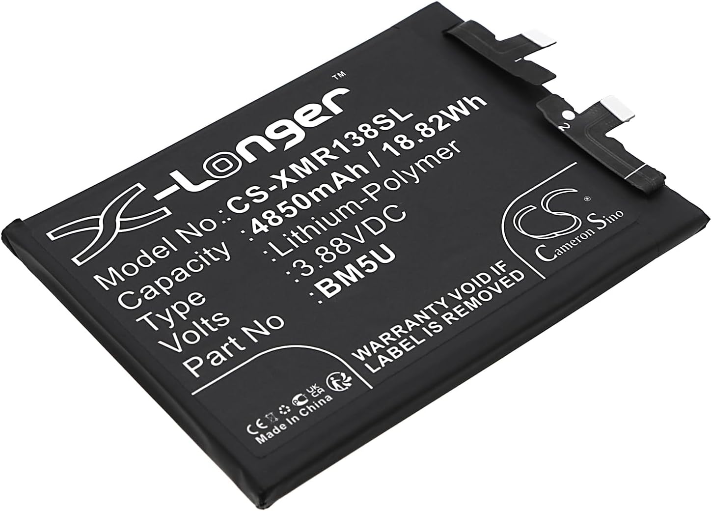 Battery for Redmi 23090RA98C, Note 13 Pro+ PN:Redmi BM5U 4850mAh / 18.82Wh