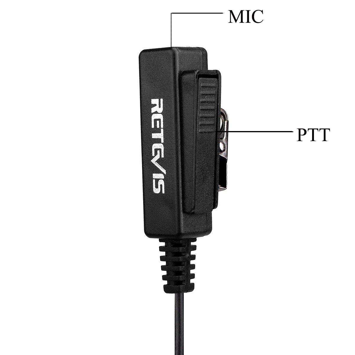 Retevis Walkie Talkie Headset met Microfoon Beveiligingshoofdtelefoon 2-pins oortelefoons Compatibel met Retevis RT24 RT22 RT27 RT1 RT5 RT5R Baofeng UV-5R BF-888S BF-88E Kenwood HYT WOUXUN (2 Stuks