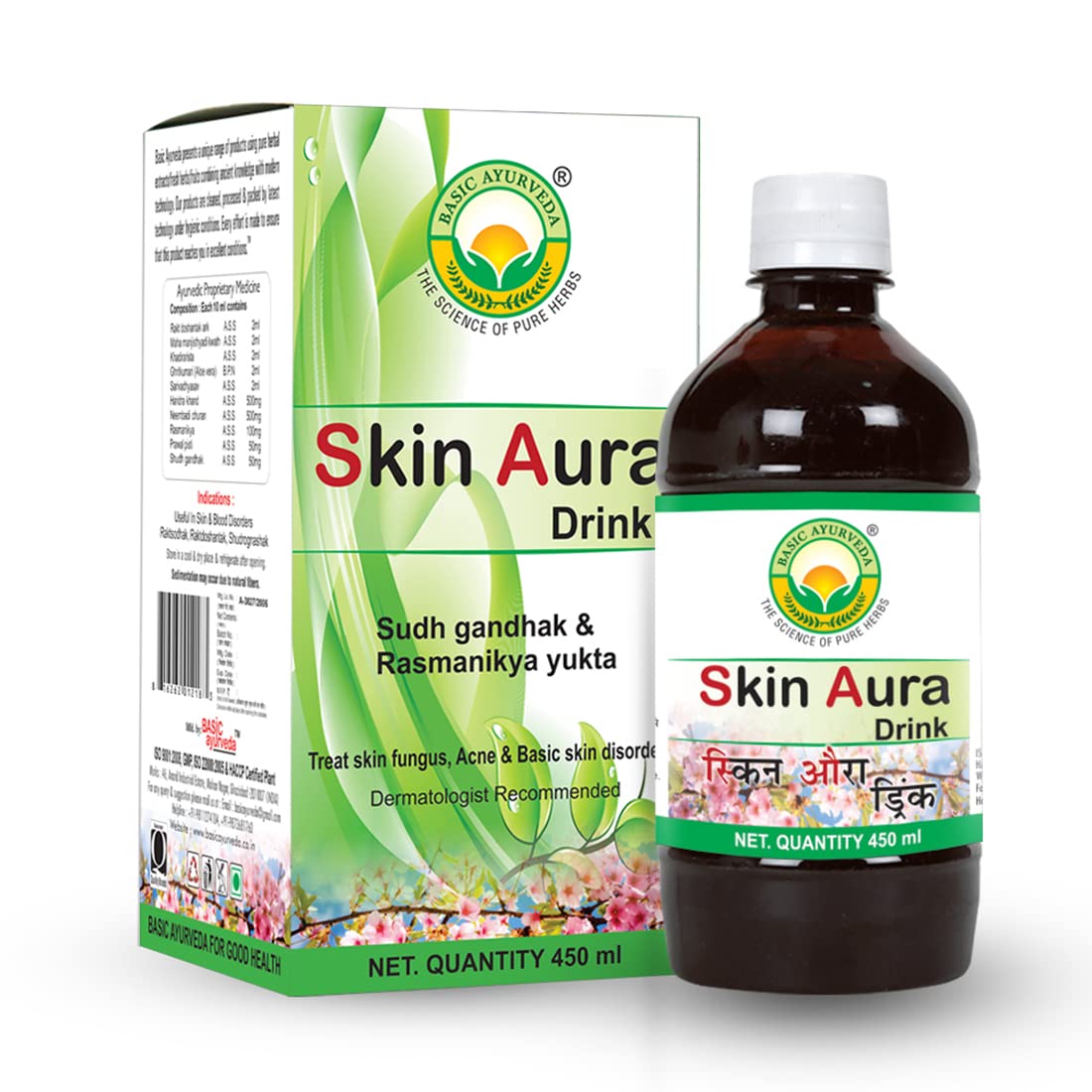 Buy BASIC AYURVEDA Skin Aura Drink 450ml Pack Of 3 Ayurvedic Tonic