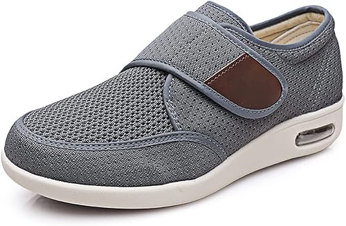 POFH Diabetiker Schuhe Herren Damen rutschfest Einstellbar Schließung Hallux Orthopädische Einfarbig Runder Kopf Hausschuhe Extra Weit Freizeitschuhe Verbandsschuhe Cover