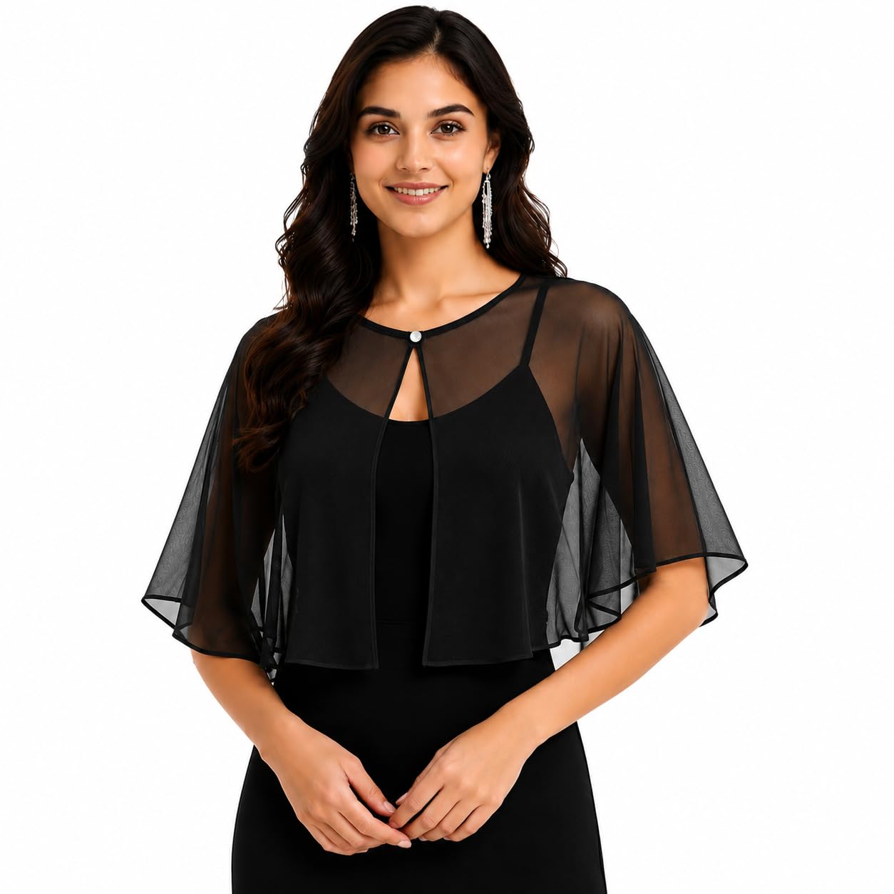 hayzo Women Soft Net Shawls Wraps Shurg for Evening Wedding Women's Capes Bolero Cover Up-picture-24