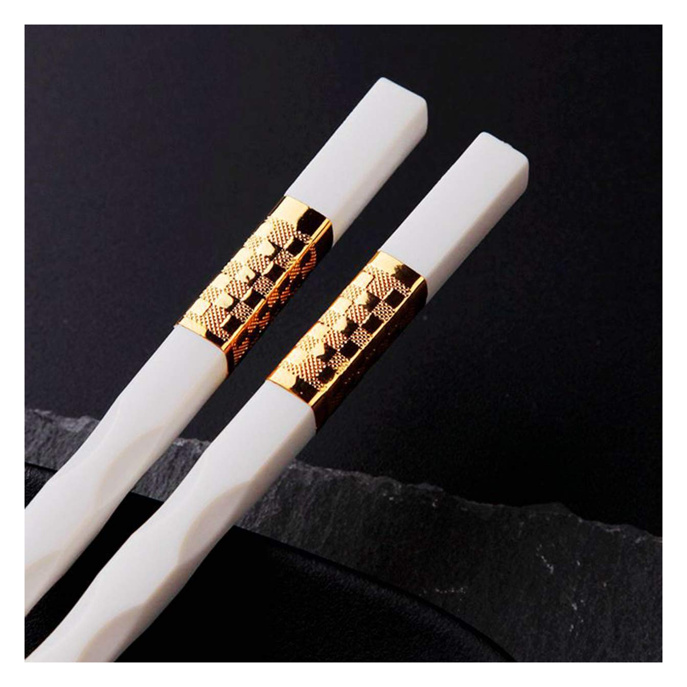 SaryEdge Alloy Chopsticks Fiberglass Chopsticks - 10 Pairs Japanese Style Reusable Chopsticks Set - 9.5"/24.2Cm Heat Resistance Non Bending Chopsticks For Sushi Noodle Rice E,C