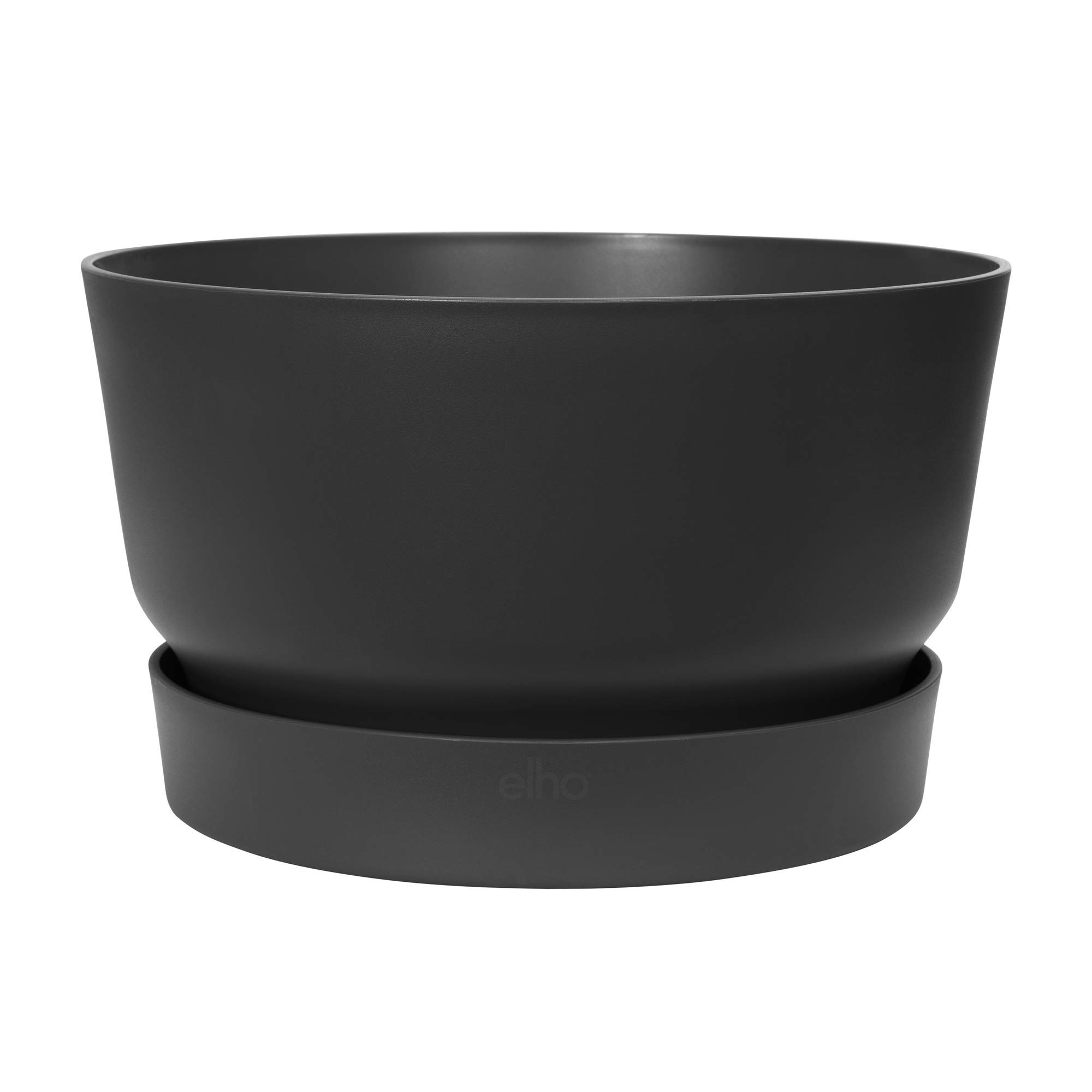 elho Greenville Schale 33 - Blumentopf für Außen - 100% recyceltem Plastik - Ø 32.5 x H 19.4 cm - Schwarz/Living Schwarz (Packung mit 2)