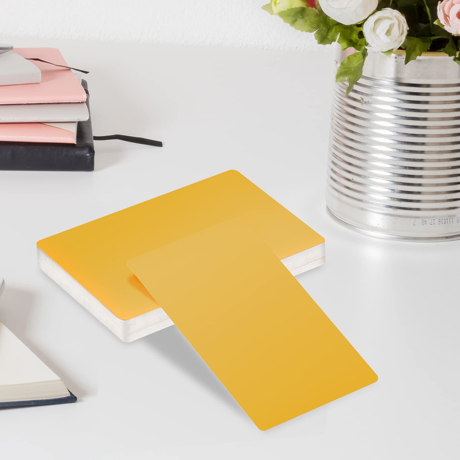 50 Biglietti Da Visita In Metallo Argento - Piastre Alluminio 8,6x5,4 Cm Per Incisione Laser Fai Da Te - Foto 10