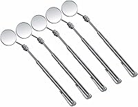 Wideskall Retractable Telescopic Inspection Mirror - 18" Flexible Round Mirror with 360° Swivel & Pocket Clip, Pack of 5