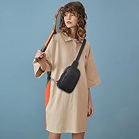 Vista 6 de Telena Riñonera pequeña para mujer, de cuero, cangureras, bolsa de pecho para mujer