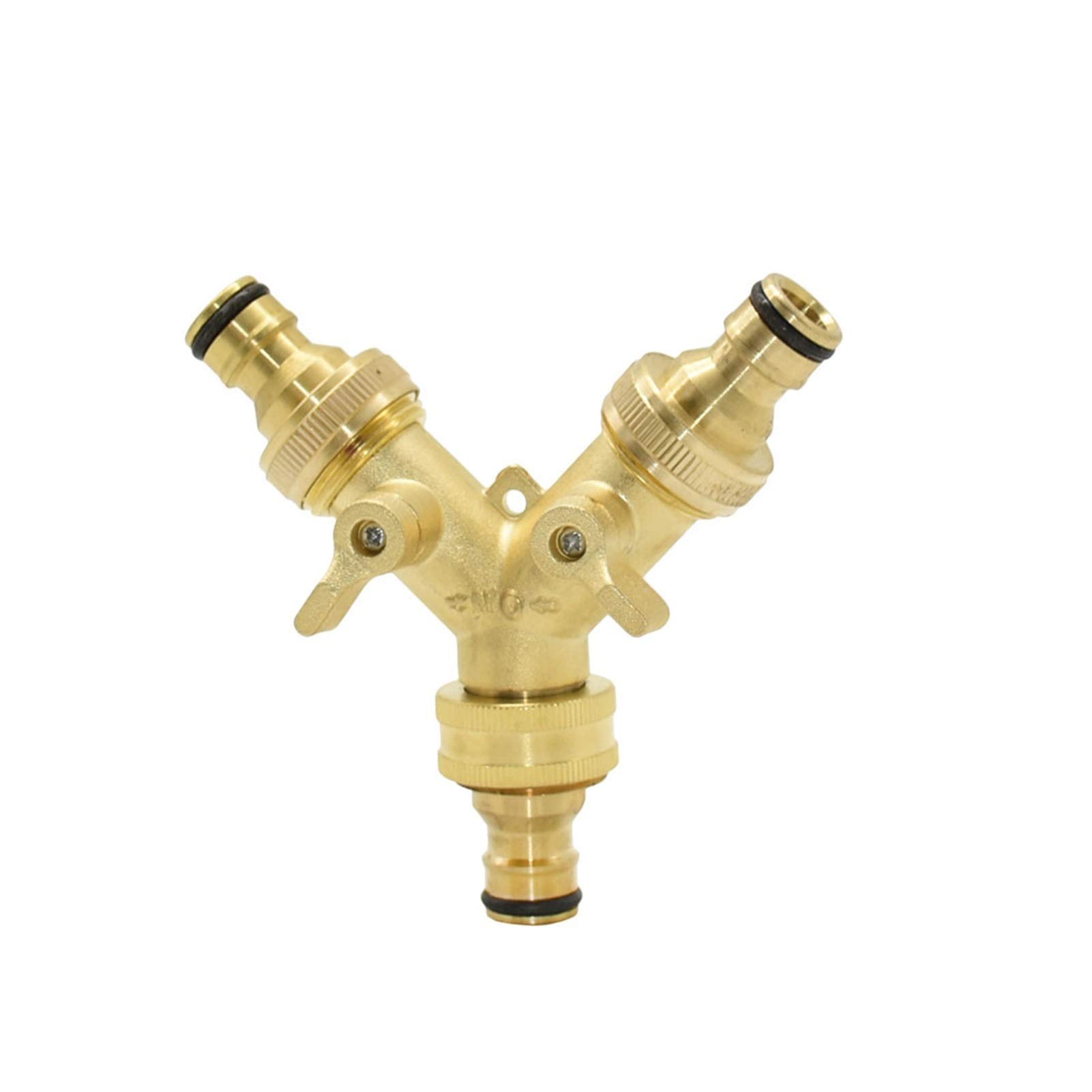 Accesorios para tuberías de riego, Manguera de jardín riego por Goteo latón Y colector 3/4 Pulgadas roscado 5/8 Cobre Conector rápido 2 vías