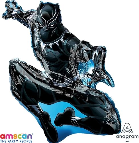 Miniatura 3 de Anagram Black Panther - Globos de cumpleaños con licencia, destinados a la colección temática Wakanda Forever, accesorio de fiesta, multicolor,