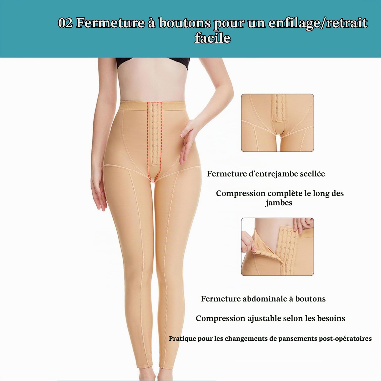 Gaine de Compression Post-opératoire Leggings Amincissants pour les Cuisses et les Fesses Sous-vêtements Sculptants Après une Liposuccion
