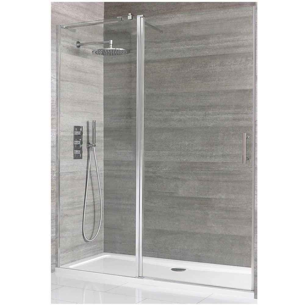 Milano Portland Chrome Hinged Door Shower Enclosure White Tray - 1400mm x 700mm
