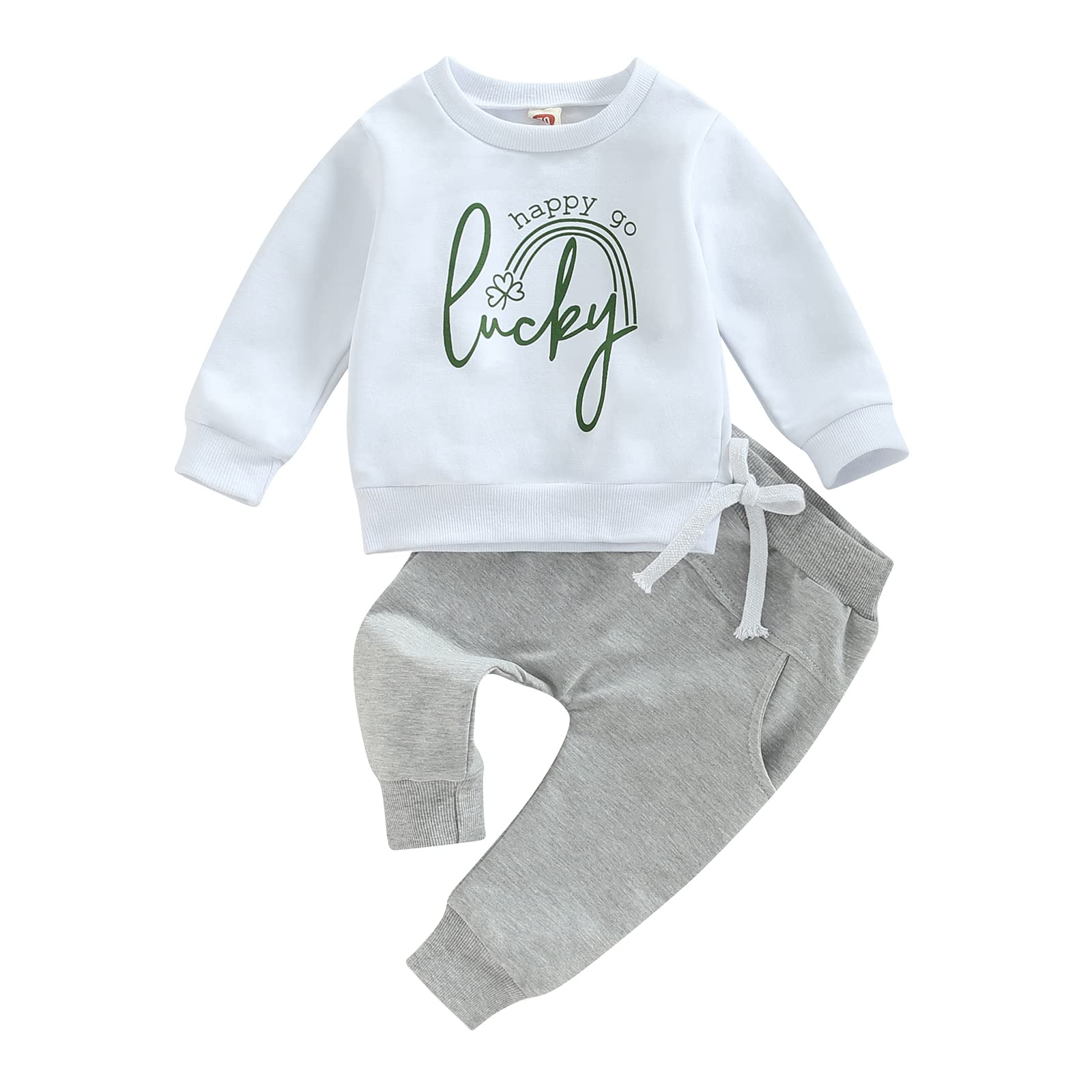 GuliriFeiToddler Baby Boy St Patrick's Day Outfits Mamas Lucky Charm Long Sleeve Sweatshirt Pants Set 2Pcs Fall Clothes