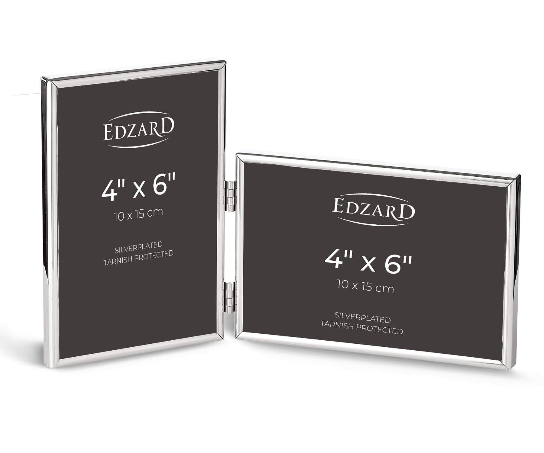 Edzard Silver (High Polished) Photo Frame Otto, 4X6 Inch (10X15 Cm), Silver Plated Picture Frame, Tarnish Protected, Set Of 2