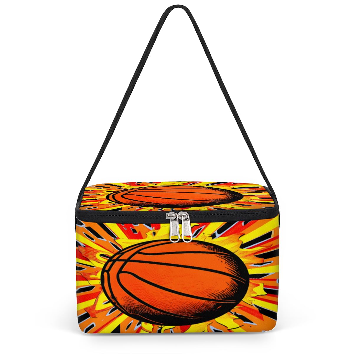 GzLeyigou Basketball Sports Lunch Bags for Women Men 9 Cans, Hot & Cold Food Delivery Bag Insulated Grocery Bag Insulated Lunch Box Cooler Bag for Office Work Picnic Beach