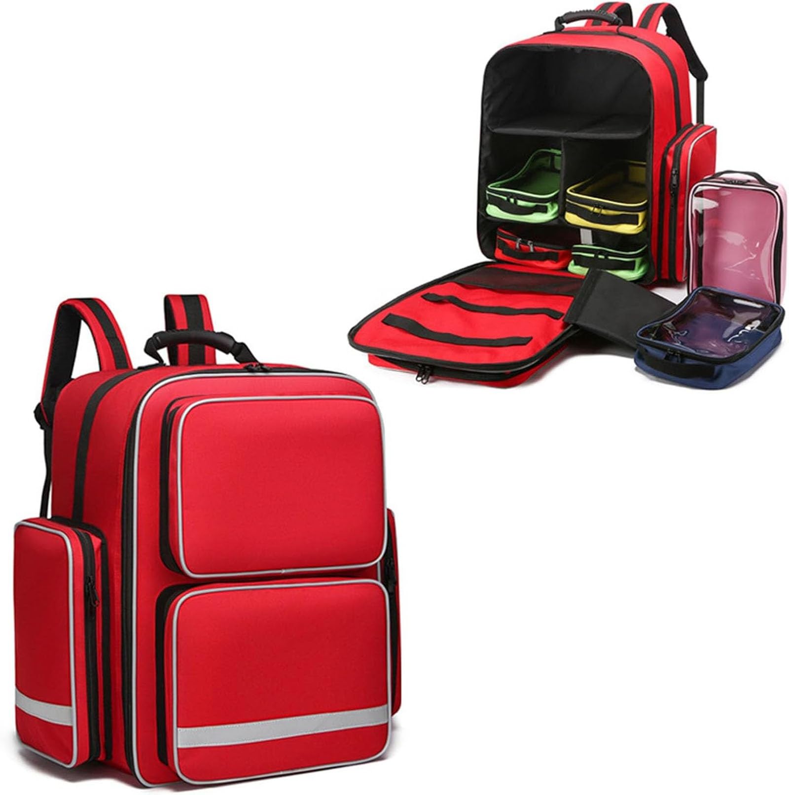 Zaino professionale di pronto soccorso vuoto, kit di emergenza, borsa medica, borsa per il primo soccorso con divisori interni per infermiere domiciliare, assistenza comunitaria, EMT, EMS