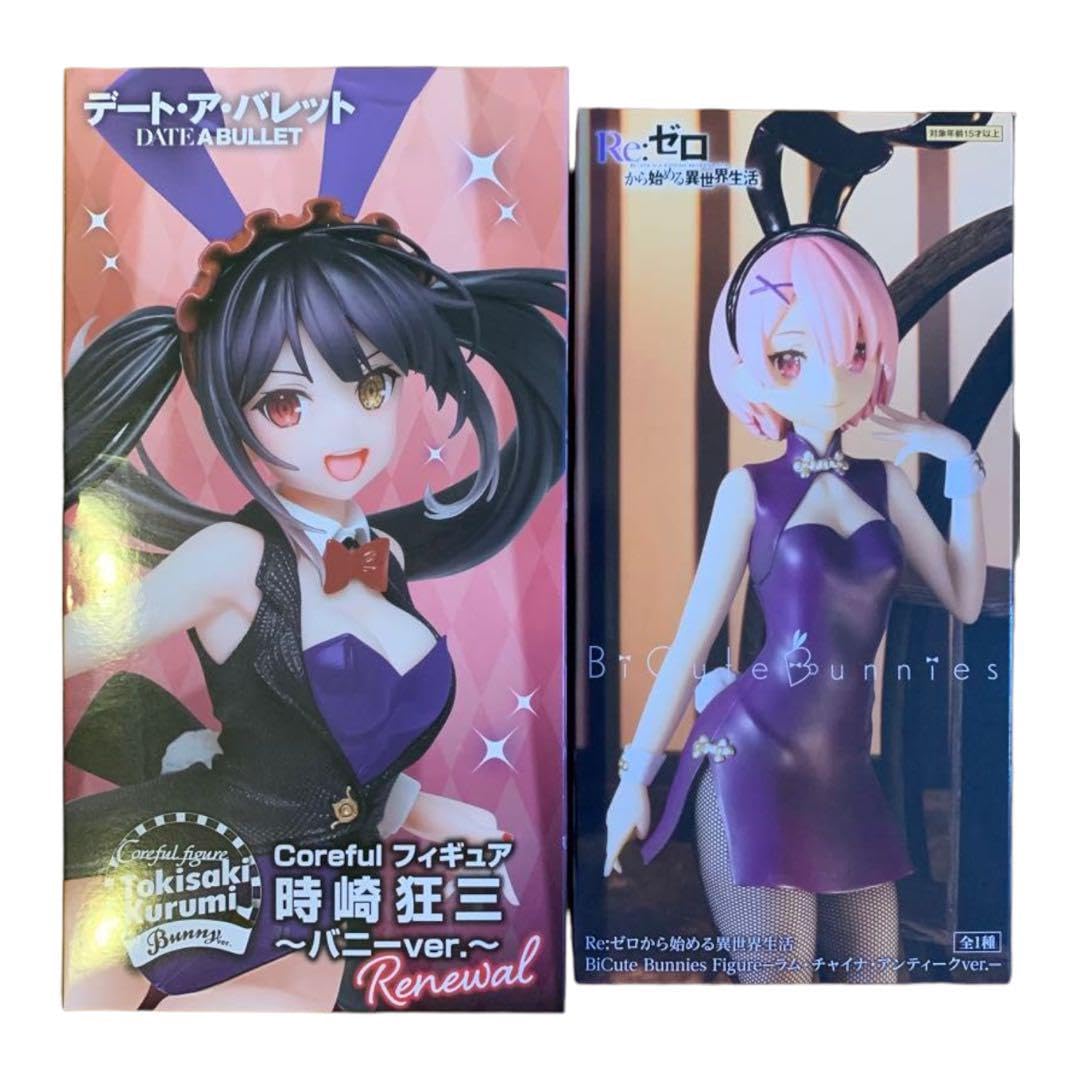 バニーフィギュアセット リゼロ レム ラム 時崎狂三 桜島麻衣 羽入
