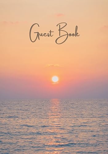 Guest Book: Hardcover Coastal Guest Book for Vacation Home Beach House Condo Rentals Ocean Lodges Holiday Homes and Bed and Breakfasts - A Guided ... for Visitors with Questions - Sunset Edition