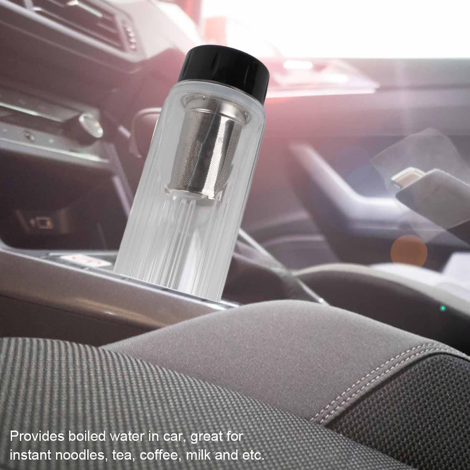 Hervidor Eléctrico Para Automóvil De 420 Ml, Calentador De Agua Portátil Para Automóvil De 12 V/24 V, Taza De Café Calentada Con Temperatura Ajustable De 95W(Negro)