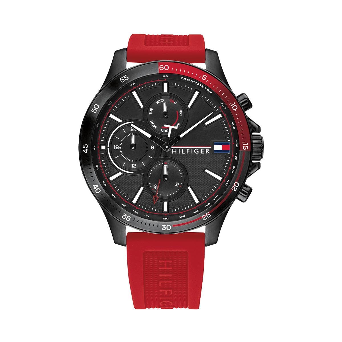 Tommy Hilfiger Analogue Multifunction Quartz Watch for Men with Red Silicone Bracelet - 1791722