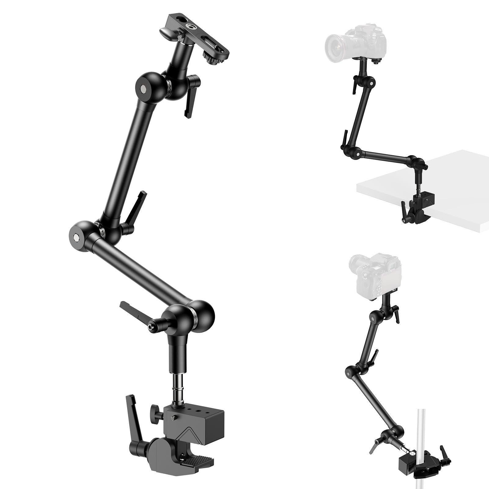 Brazo de metal con soporte articulado súper abrazadera para cámara réflex digital, accesorios de fotografía, brazo ajustable