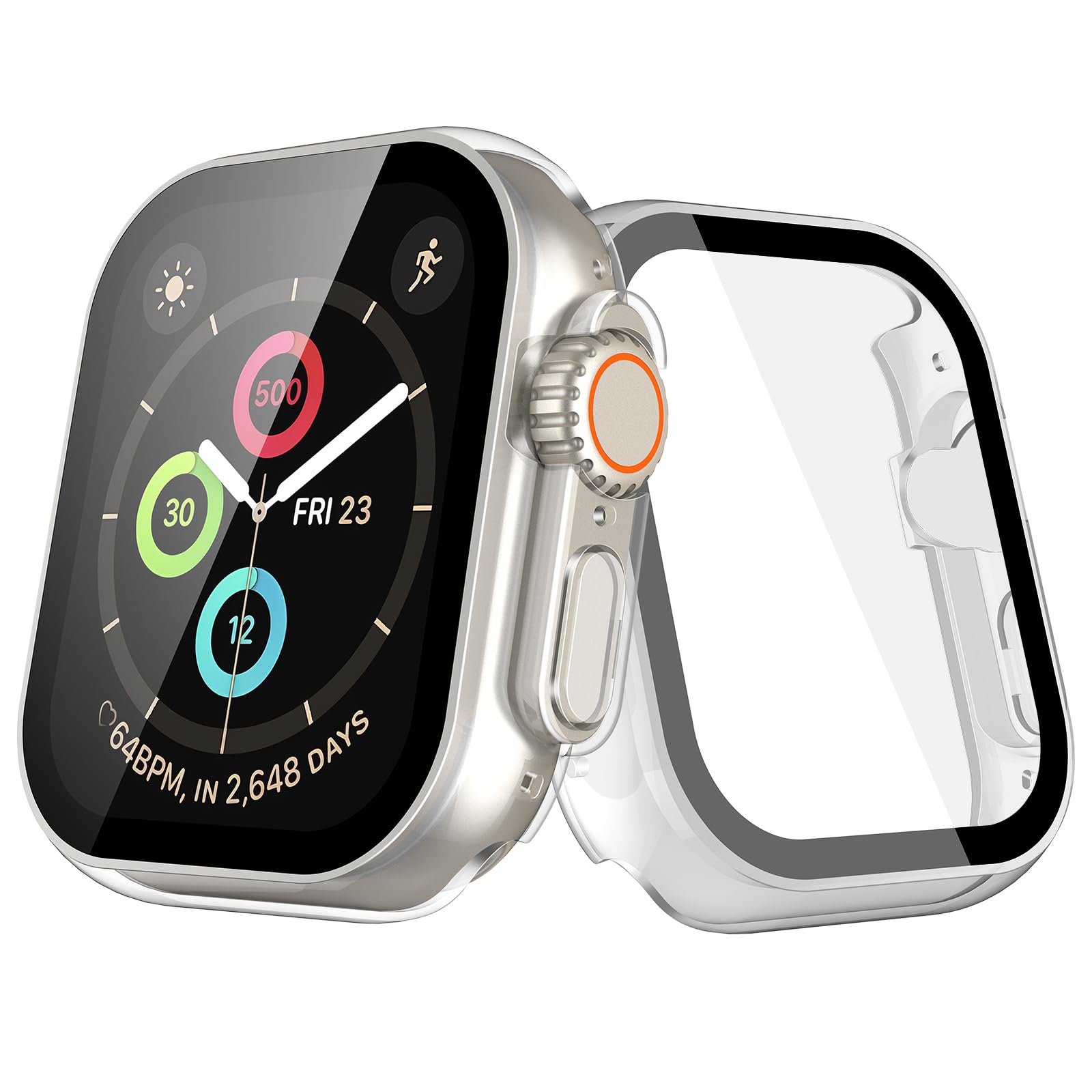 Julk 2-Pack for Apple Watch Ultra/Ultra 2 49mm PC All-Around Screen Protector Case,Tempered Glass Screen Protector Case Ultra-Thin for iWatch Ultra/iWatch Ultra 2 49mm Protection Cover -Transparent