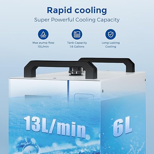 Miniatura 4 de Cloudray Enfriador de agua CW-5200 6L para grabador y corte con láser de CO2, enfriador de inmersión en frío, enfriador láser, enfriador de agua