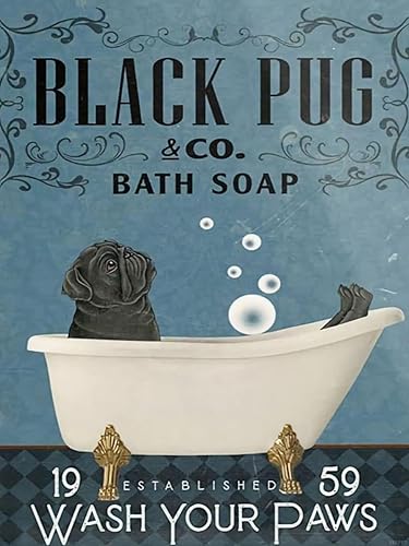 YEEIFFD Kits de arte de diamantes 5D con jabón de baño de carlino negro, kits de pintura de diamantes para decoración de arte de pared, 12 x 16 disponible en Yaxa Costa Rica