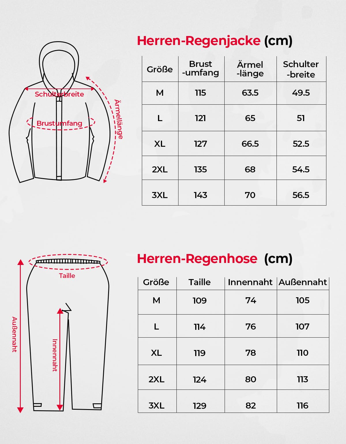 KEMIMOTO Regenanzug für Herren, Wasserdichter Regenmantel, Atmungsaktiv Regenbekleidung Regenjacke für Camping, Wandern, Reisen, Radfahren